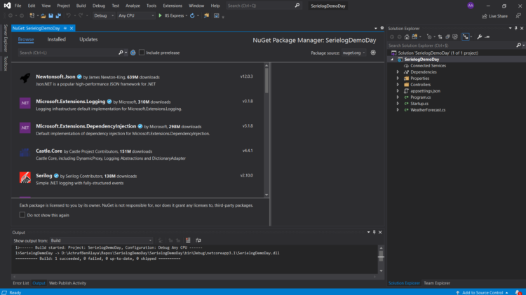 Setting up Serilog in ASP.NET Core