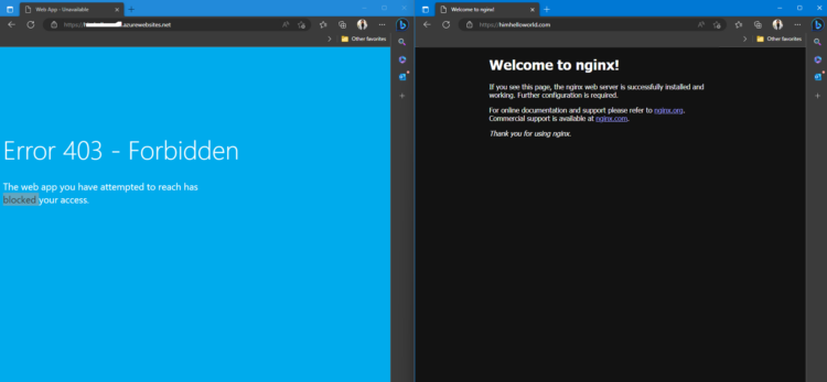 Block the default URL assigned to the azure web app